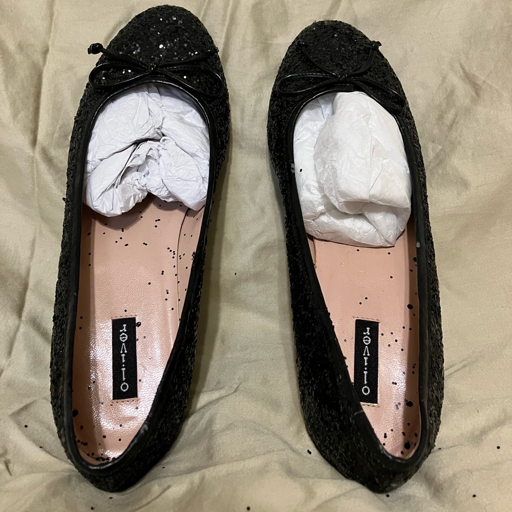 Oliver San Francisco Black Glitter Kitten Heel Pumps